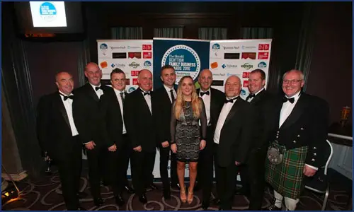Paul Connelly with family and colleagues at the herald Scottish family business awards 2016
