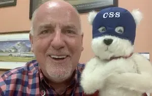 Paul with CSS-Buster-Superdog-soft-toy