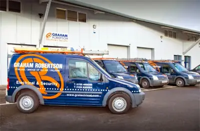 Graham-Robertson-Electrical-Security branded van fleet
