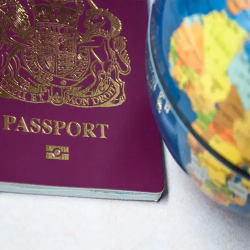 passport and small world globe