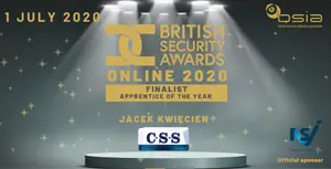 British Security Awards Apprentice of the Year 2020 with name Jacek Kwiecien