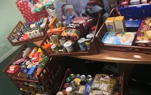 CSS Food Bank Collection Initiative 2019 with pallets of food
