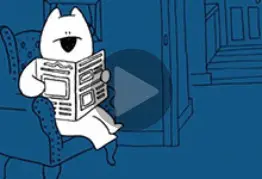 cartoon image of animal reading newspaper on a chair