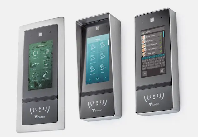 Three digitial displays for door entry system.