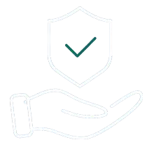 sheild with green tick inside with cupped hand underneath