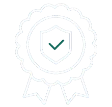 badge with green tick inside