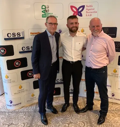 Photo of Martin O'Neill, Callum Connelly and Paul Connelly at the Billy Against Dementia event.