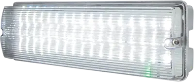 Fire emergency lighting represented by rectangular lit bulb.