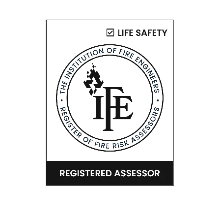 Accreditation logo reads registered assessor for life safety from the institute of fire engineers. CSS fire risk assessments Glasgow