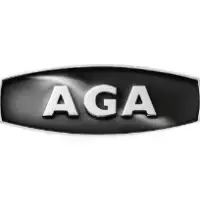 AGA cooker logo, a black convex rectangle with AGA in embossed silver text.