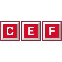 Three red squares; C, E and F inside in white text.