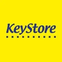 Keystore logo, a yellow box with Keystore in dark blue text.