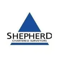Shepherd Surveyors logo, a blue triangle with Shepherd Chartered Surveyors in black text written across.