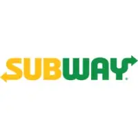Subway logo, sub is in yellow and the s has a tail with an arrow pointing to the left; way is green and the y has a tail with an arrow pointing to the right.