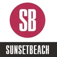 Sunset Beach logo, a red circle with SB in white text and underneath a black rectangle with SunsetBeach in capital letters.