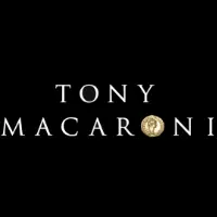 Tony Macaroni logo, black box with white text.