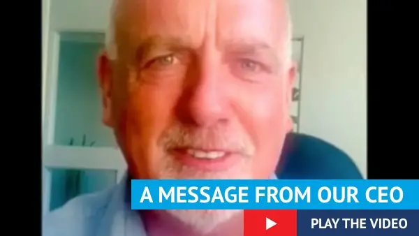 Image of Paul Connelly with text, A message from our CEO, play the video and YouTube icon.