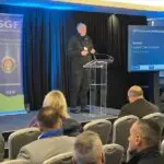 Tim Mairs, Assistant Chief Constable of Police Scotland, speaks at the SGF Crime and Wellbeing Seminar 2024 - CSS Team Hampden Security Event