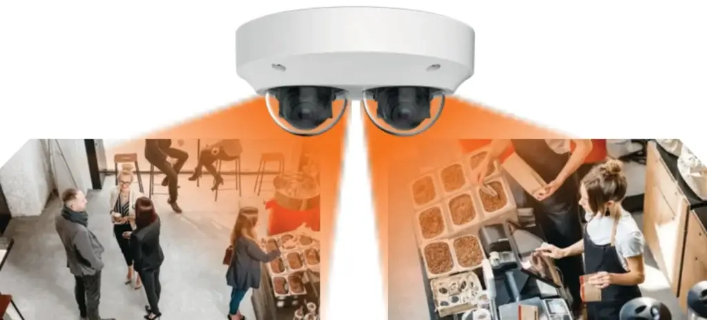 css cctv ai cctv for retail security - people chatting at counter and staff member being recorded on ai cctv