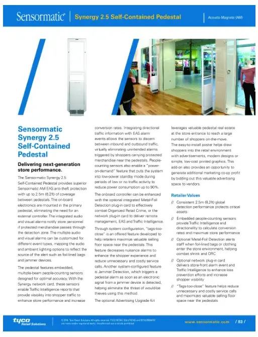 sensormatic 2.5 self-contained pedestal document preview