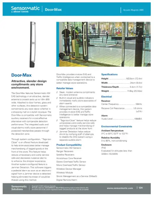 sensormatic door-max pedestal document preview
