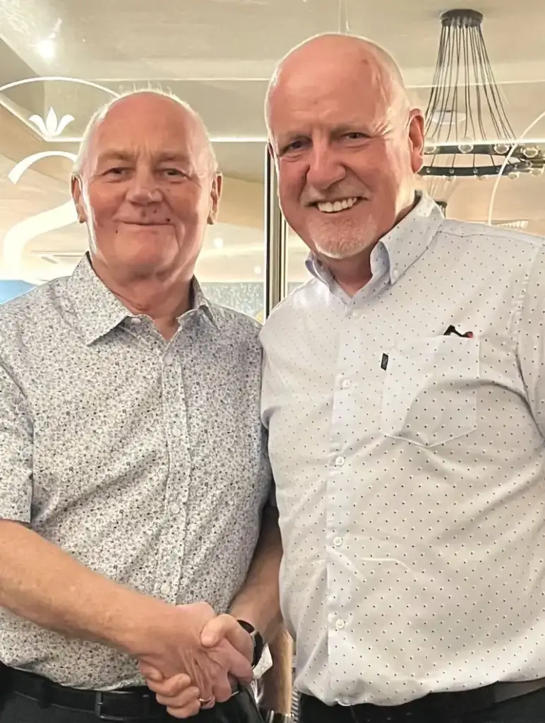 Iain Walker and CSS Director Paul Connelly. Announcing Iain's retirement on LinkedIn, Paul said Iain "has a wicked sense of humour, very, very dry... We will miss him on a daily basis".