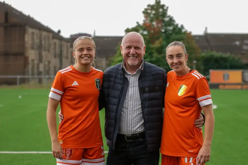 CSS Paul Connelly with Glasgow City FC captain Amy Muir (left) and defender Lisa Evans