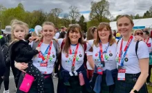 CSS Sponsors Isobel Mair Team at Glasgow Kiltwalk 2024: Colette Kean with CSS staff Pauline Comerford, Kelsey Comerford and Marie Docherty.
